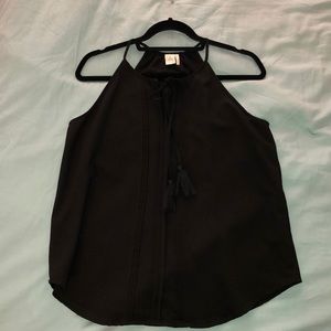 Silky black tassel cami by Paper Crane